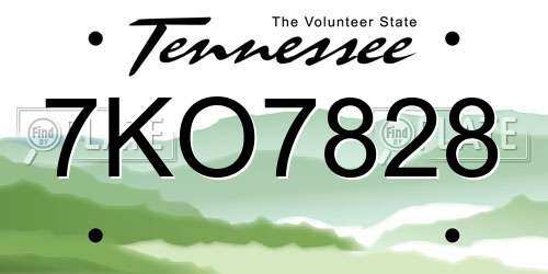 7KO7828 Tennessee License Plate