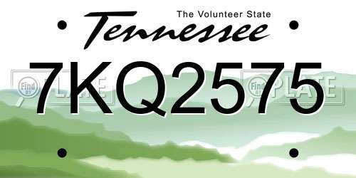 7KQ2575 Tennessee License Plate