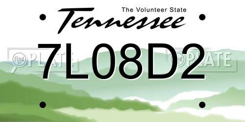 7L08D2 Tennessee License Plate