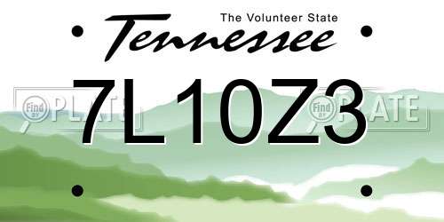 7L10Z3 Tennessee License Plate