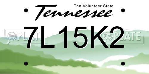 7L15K2 Tennessee License Plate