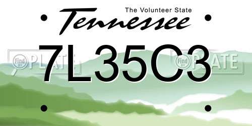 7L35C3 Tennessee License Plate