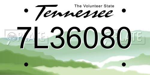 7L36080 Tennessee License Plate