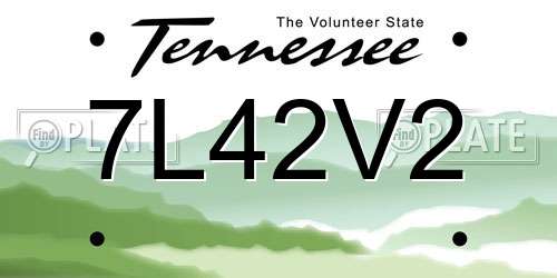 7L42V2 Tennessee License Plate