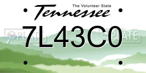 7L43C0 Tennessee License Plate