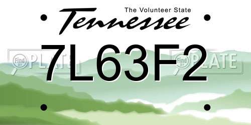 7L63F2 Tennessee License Plate
