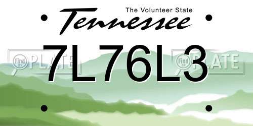 7L76L3 Tennessee License Plate