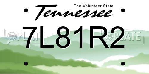 7L81R2 Tennessee License Plate