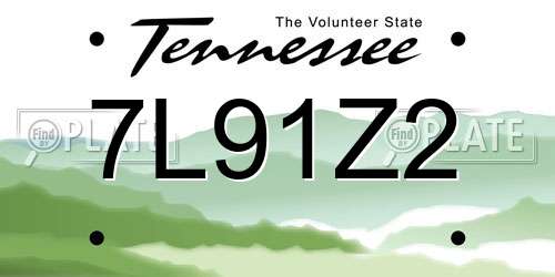 7L91Z2 Tennessee License Plate