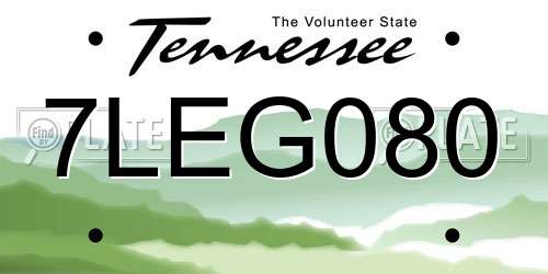 7LEG080 Tennessee License Plate