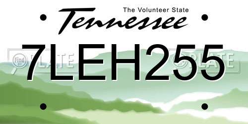 7LEH255 Tennessee License Plate