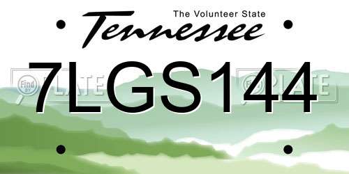 7LGS144 Tennessee License Plate