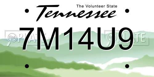 7M14U9 Tennessee License Plate