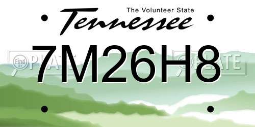 7M26H8 Tennessee License Plate