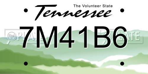 7M41B6 Tennessee License Plate