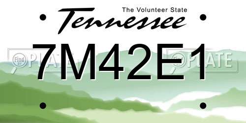 7M42E1 Tennessee License Plate