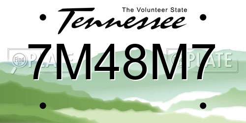 7M48M7 Tennessee License Plate