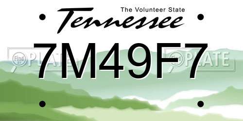 7M49F7 Tennessee License Plate