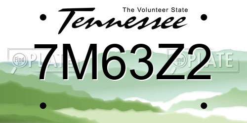 7M63Z2 Tennessee License Plate