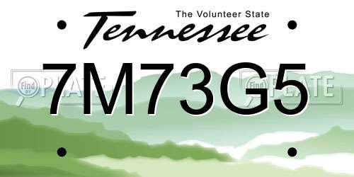 7M73G5 Tennessee License Plate
