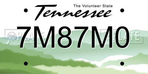 7M87M0 Tennessee License Plate