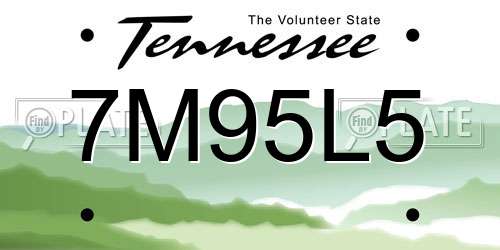 7M95L5 Tennessee License Plate