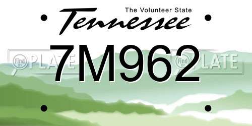 7M962 Tennessee License Plate