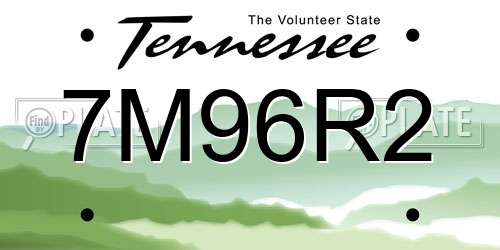 7M96R2 Tennessee License Plate
