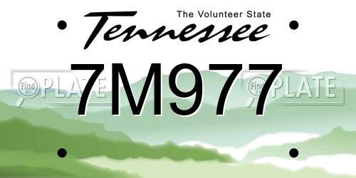 7M977 Tennessee License Plate