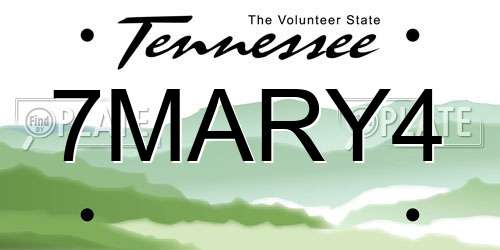 7MARY4 Tennessee License Plate