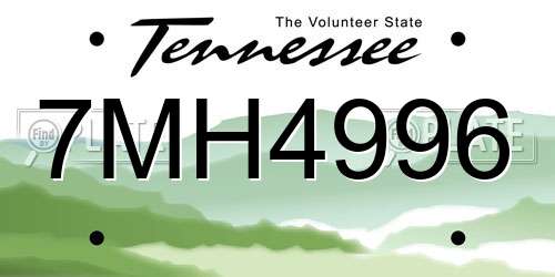 7MH4996 Tennessee License Plate