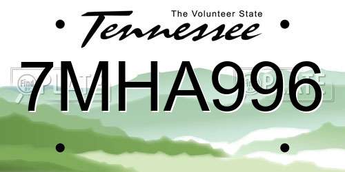 7MHA996 Tennessee License Plate