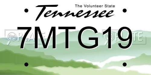 7MTG19 Tennessee License Plate