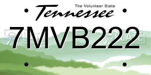 7MVB222 Tennessee License Plate