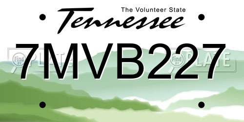 7MVB227 Tennessee License Plate