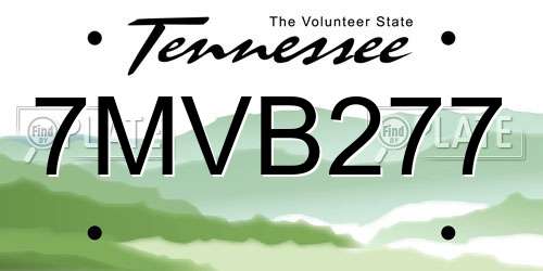 7MVB277 Tennessee License Plate