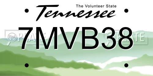 7MVB38 Tennessee License Plate