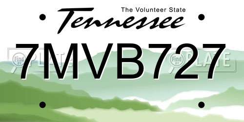 7MVB727 Tennessee License Plate