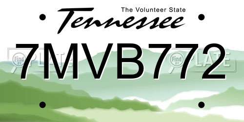 7MVB772 Tennessee License Plate