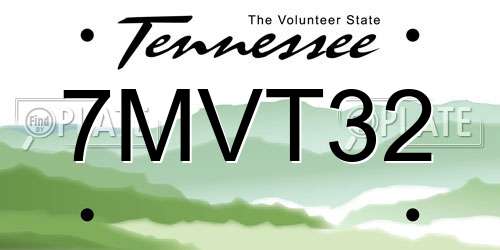 7MVT32 Tennessee License Plate