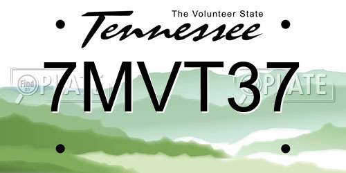 7MVT37 Tennessee License Plate