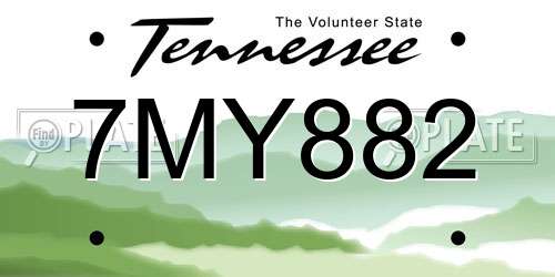7MY882 Tennessee License Plate