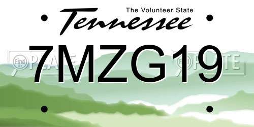 7MZG19 Tennessee License Plate