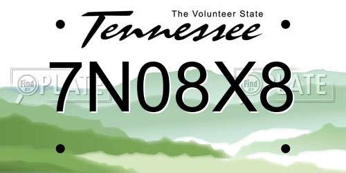 7N08X8 Tennessee License Plate