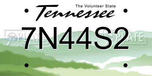 7N44S2 Tennessee License Plate