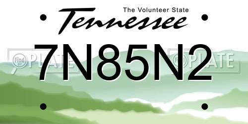7N85N2 Tennessee License Plate