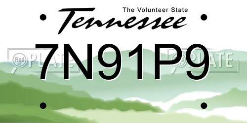 7N91P9 Tennessee License Plate