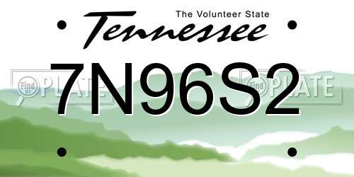 7N96S2 Tennessee License Plate