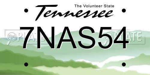 7NAS54 Tennessee License Plate