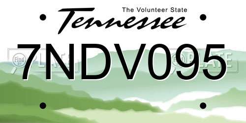 7NDV095 Tennessee License Plate